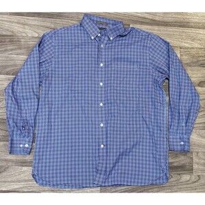 Daniel Cremieux Men's Large Blue Gingham Plaid Dress Shirt Signature Collection